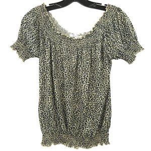 American Rag Animal Print Top Womens Size XS Elastic Waist Scoop Neck NEW